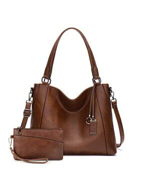 Faux Leather Hobo Shoulder Bag Women Top Handle Trendy Handbag Tote